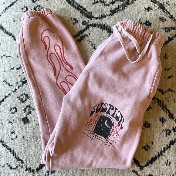 Bailey Sarian Pants - Bailey Sarian Suspish Sweatpants Drawstring Zip Pockets Size L